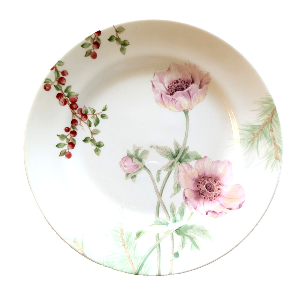 Lenox Winter Garden Anemone w/ Wintergreen Laurie LOT 2 Dinner Plates 11.25" $60